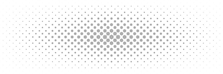 horizontal halftone of black snowflake design for pattern and background. - obrazy, fototapety, plakaty