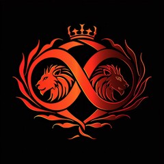 Infinity sign logo with a king and lion