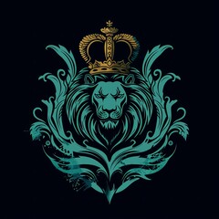 Logo with elements of the sea, a king, and a lion