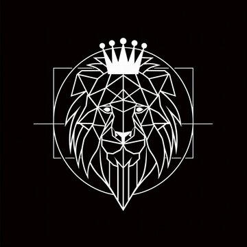 Logo with geometric shapes of a king and lion
