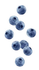 Fototapeten Falling Blueberry isolated on white background, full depth of field © grey