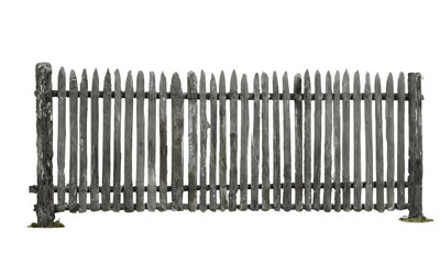 Wooden fence isolated on white 