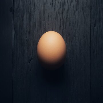 Chicken egg on a dark wooden background