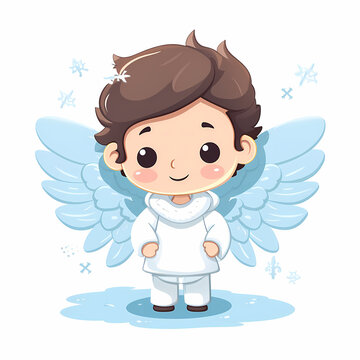 Cute cartoon angel on a white background.