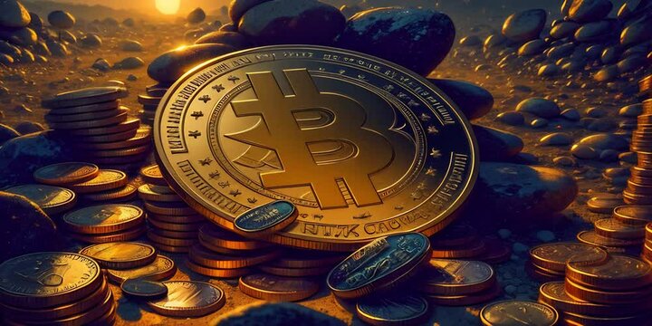 Bitcoin money and finance future freedom a bit coin sitting on top of a metal fence, in the style of Photo real, hyper-realistic, cinematic, masterpiece