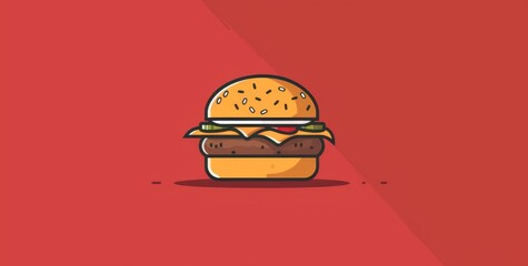 Minimalist flat illustration of a cheeseburger 