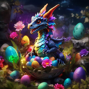 dragon with easter eggs 