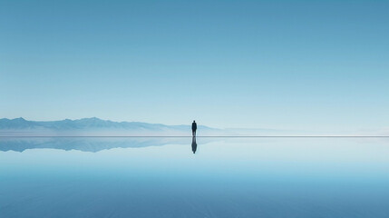 Tranquil Infinity A Lone Figure Amidst the Vastness