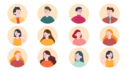 People icons avatar set with different style and character vector illustration - obrazy, fototapety, plakaty