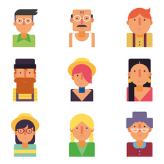 People icons vector flat design. Avatar, profile human vector illustration