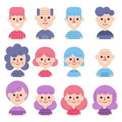 Children avatar collection. Cartoon children vector icons in flat design