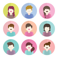 Female avatar character in flat design vector illustration