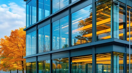 Moderne Glasfassade eines Bürogebäudes  - obrazy, fototapety, plakaty