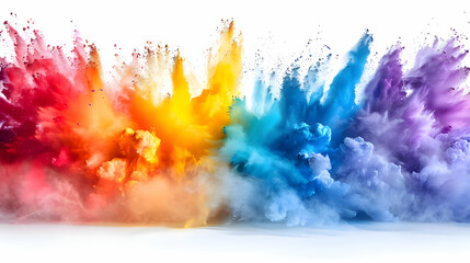 Explosion of colored powder, isolated on white background concept