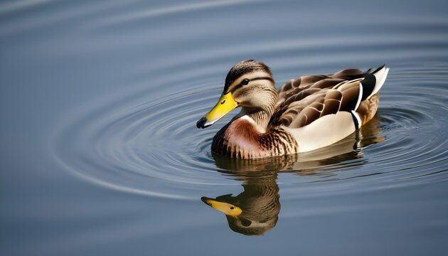 A Lone Duck With Ripples Forming Around It