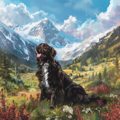 Alpine Meadow: A Dog's Daydream - obrazy, fototapety, plakaty