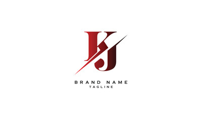 KJ, JK, Abstract initial monogram letter alphabet logo design