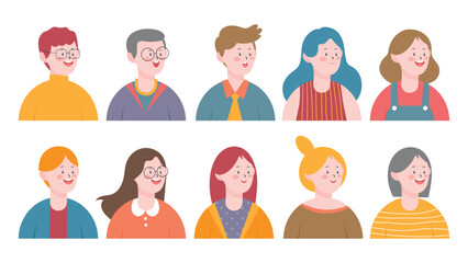 Fototapeta premium People icons collection with different style. Cartoon avatar flat design vector