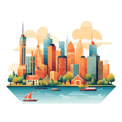 A vibrant cityscape illustration ideal for urban lo