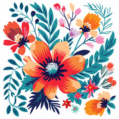 Fototapeta na wymiar A vibrant floral pattern illustration with bold blo