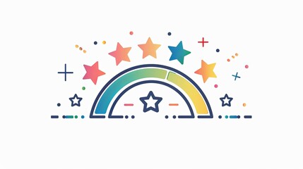 rainbow with stars on a white  background
