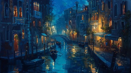 city in the night painting