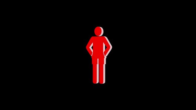 3d boy logo icon loopable rotated red color animation black background