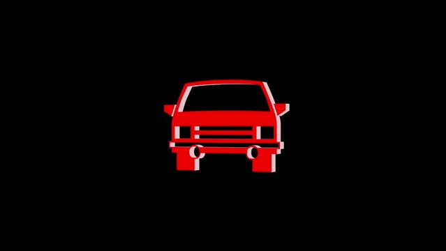3d car logo icon loopable rotated red color animation black background