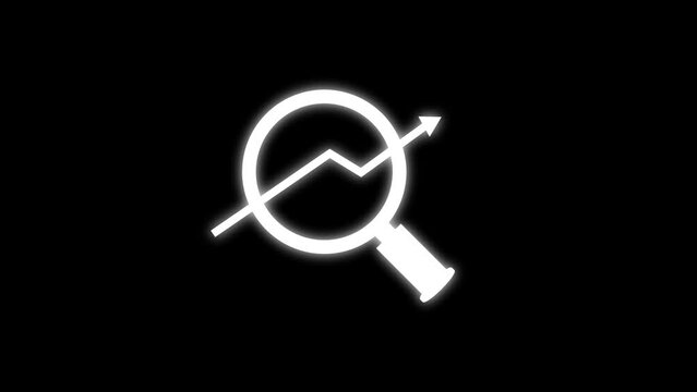 Magnifying glass with data analysis icon, simple design business growth concept animation. Business growth concept animation magnifying glass with data analysis icon