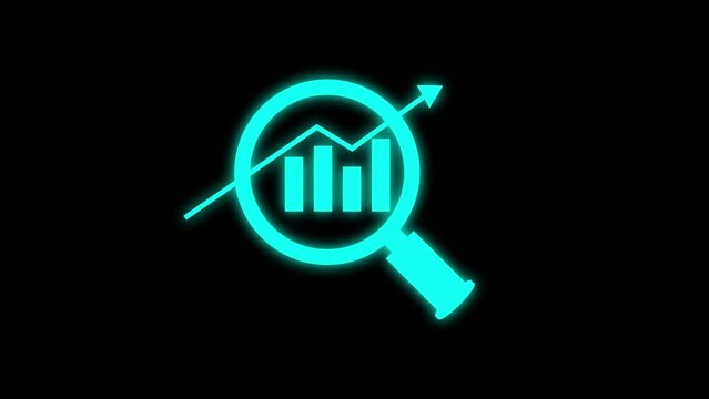 Magnifying glass with data analysis icon, simple design business growth concept animation. Business growth concept animation magnifying glass with data analysis icon