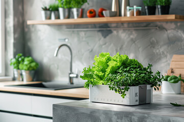 hydroponic system for growing food in the kitchen - 761314543
