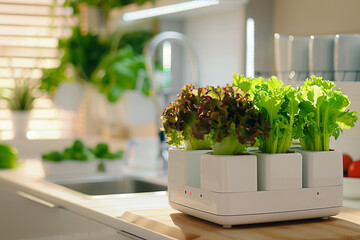 hydroponic system for growing food in the kitchen - 761314557