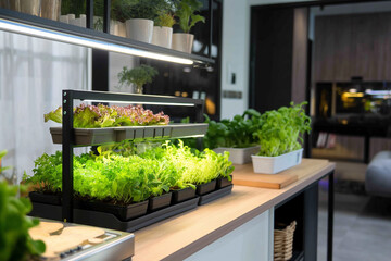 hydroponic system for growing food in the kitchen - 761314729