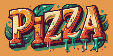 Hand drawn illustration word Pizza for t-shirt and other decoration