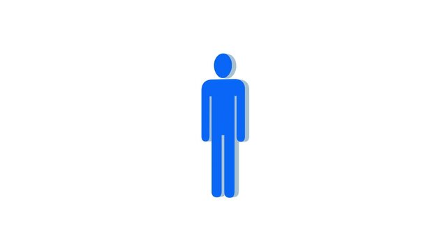 3d man logo icon loopable rotated blue color animation white background