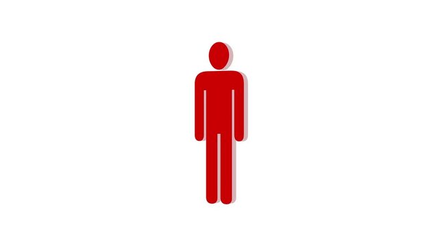 3d man logo icon loopable rotated red color animation white background