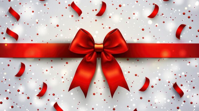 Luxury greeting cards decoration concept with red bows and ribbon element. AI generated image