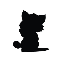 Happy Cat  Silhouette Illustration