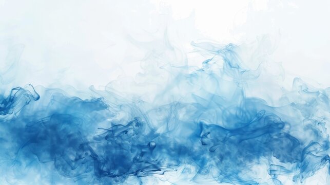 Abstract smooth blue tone watercolor on white background. AI generated image