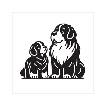 recommend clip art: Newfoundland Dog Family Clipart illustration Vector 
                    