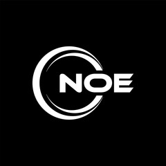 NOE letter logo design with black background in illustrator, cube logo, vector logo, modern alphabet font overlap style. calligraphy designs for logo, Poster, Invitation, etc.