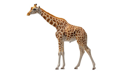 Capturing the tall stature and unique spots of a giraffe, this image highlights its gentle eyes and the long, slender neck