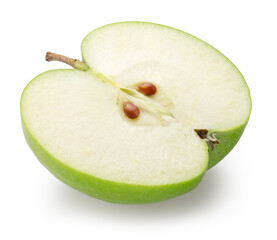 Cross section of green apple close-up. File contains clipping path.