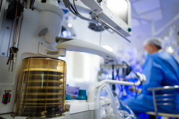 Oxygen supply in hospital surgery ward. Air medical system devices.