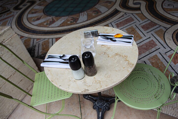 Bistro table in a mosaic room - 761319753