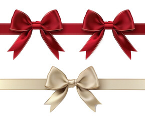 red bow isolated on white. Transparent background. PNG