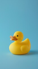 A bright sunny yellow rubber duck on a cool