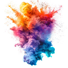 explosion of different colors on transparent background.