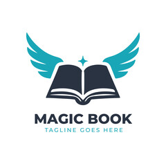 Education logo with book and wings