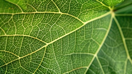 Obraz premium A close-up of a figs leaf capturing the intricate pattern of veins and its rich green color